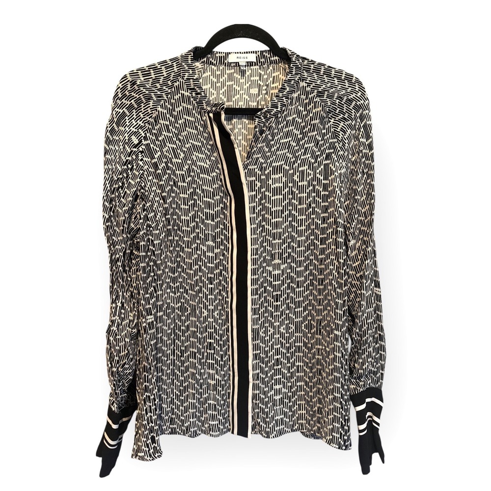 Reiss Black and White Blouse Size 10 - Picture 2 of 6